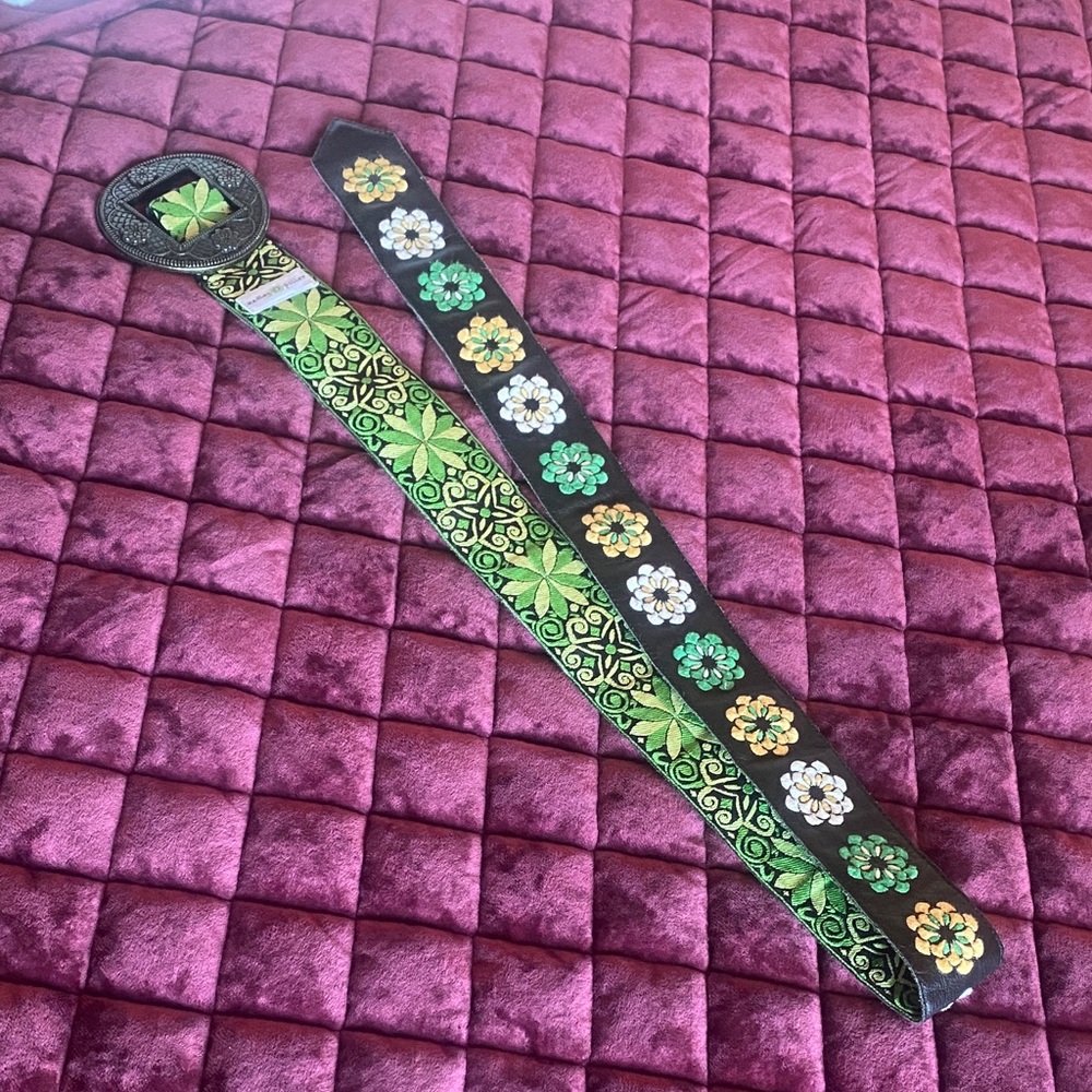 Hadley Poller Leather and Fabric Embroidered Belt